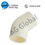 Pipe fitting, 32mm, white pvc elbow 45 degrees - cartimartonline.com